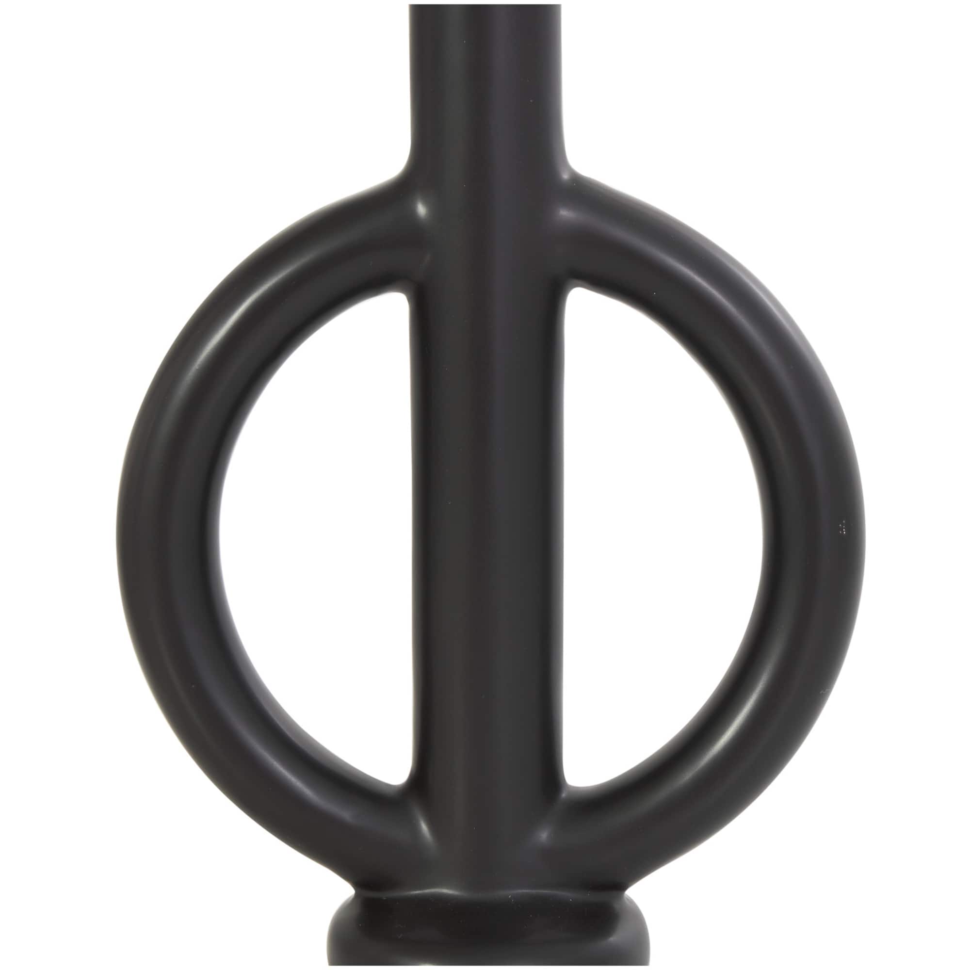 CosmoLiving by Cosmopolitan 10" Black & White Ceramic Geometric Ring Taper Candle Holder Set